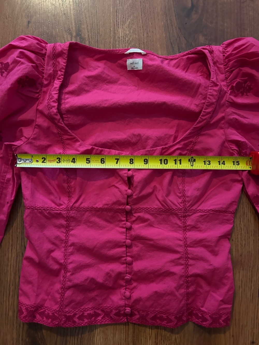 Wilfred Fuchsia Square-Neck Button-Up Blouse - Picture 3 of 7